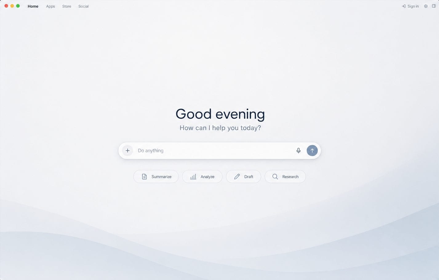 Clean minimal home screen generated by Stella.